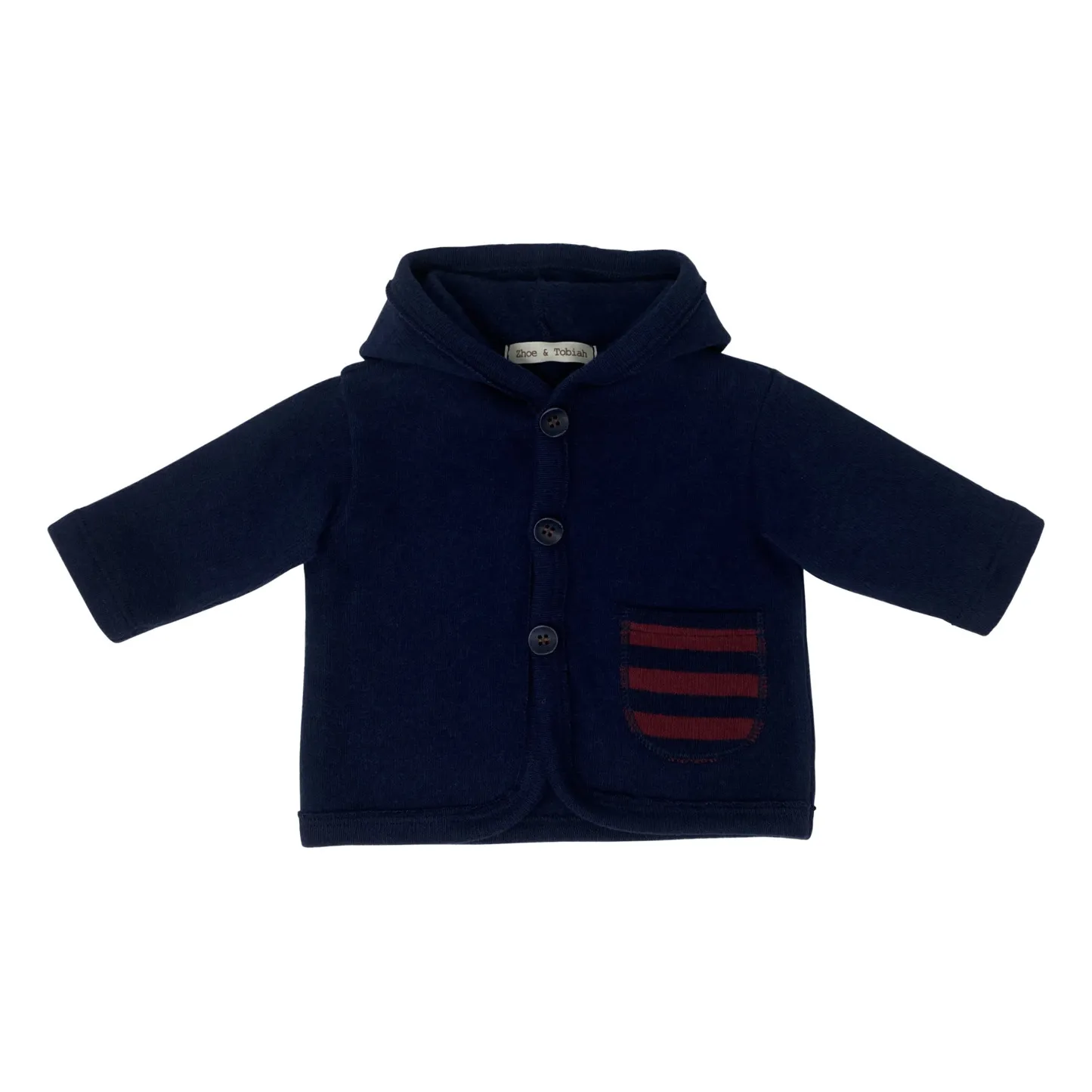 Zhoe & Tobiah Navy Blue Hooded Knit Cardigan