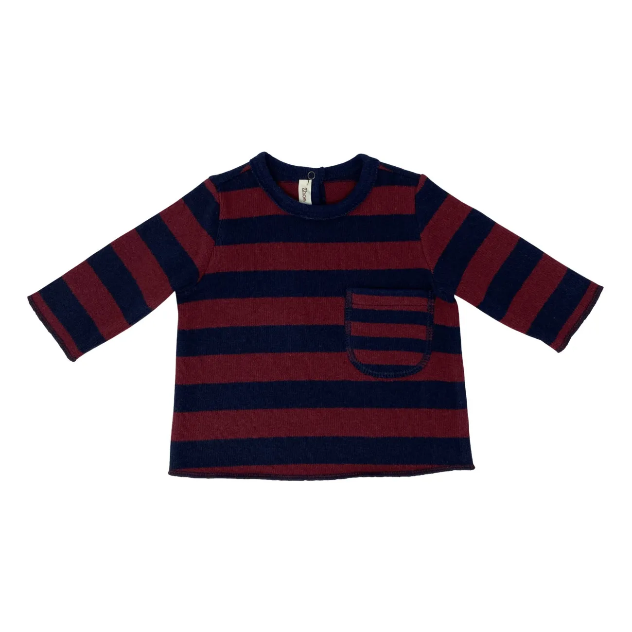 Zhoe & Tobiah Navy Blue Striped Knit Pocket Jumper