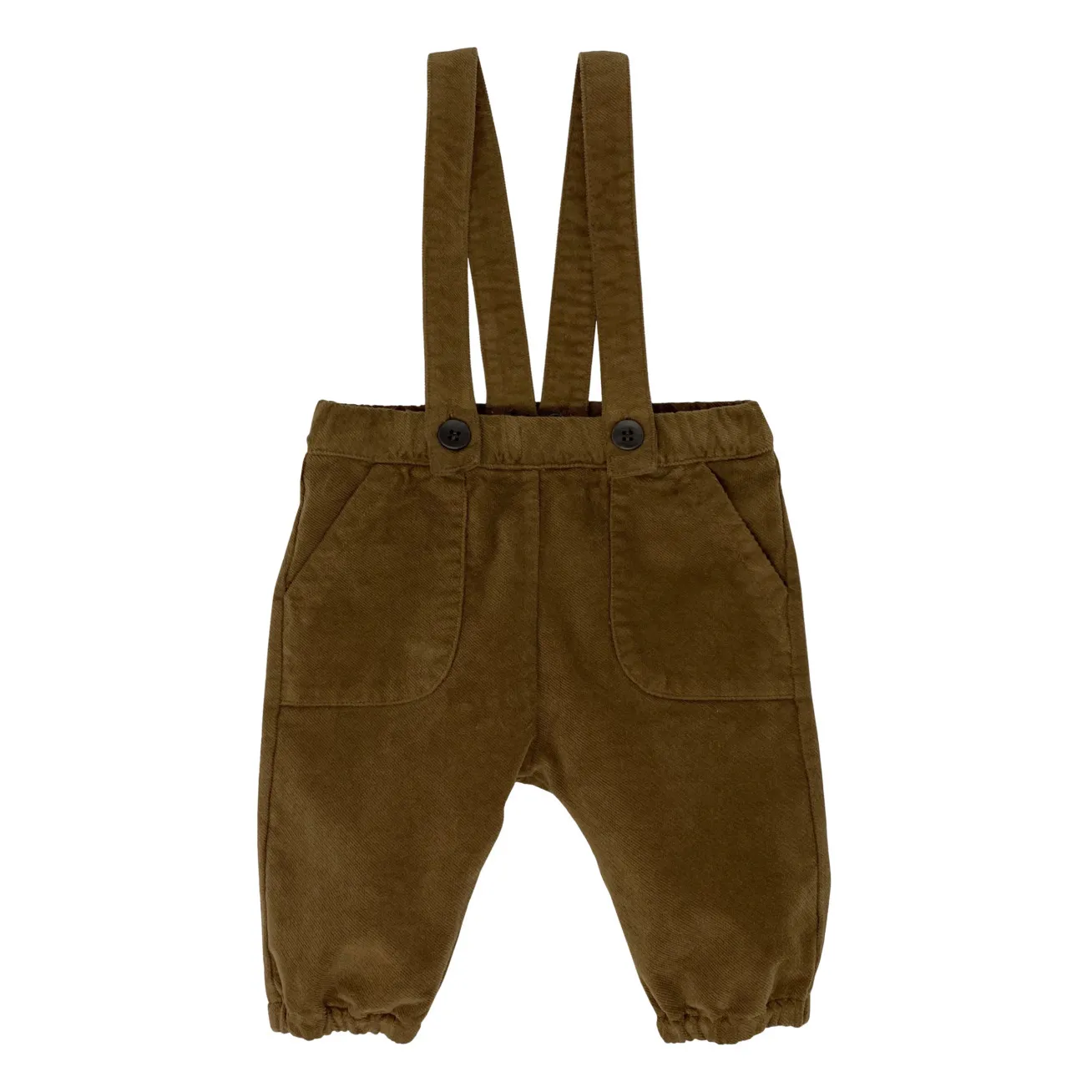 Zhoe & Tobiah Camel Velour Suspender Harem Pants