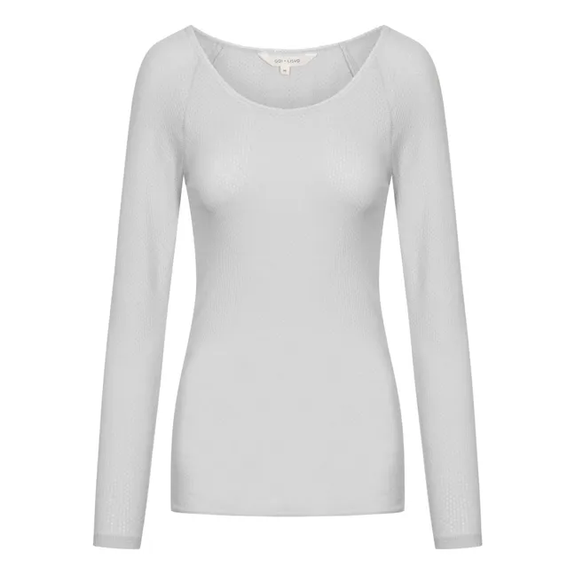 Celia Organic Cotton Pointelle T-shirt | Light grey