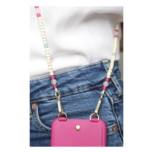 Arielle Wooden Bead Phone Strap | Pink