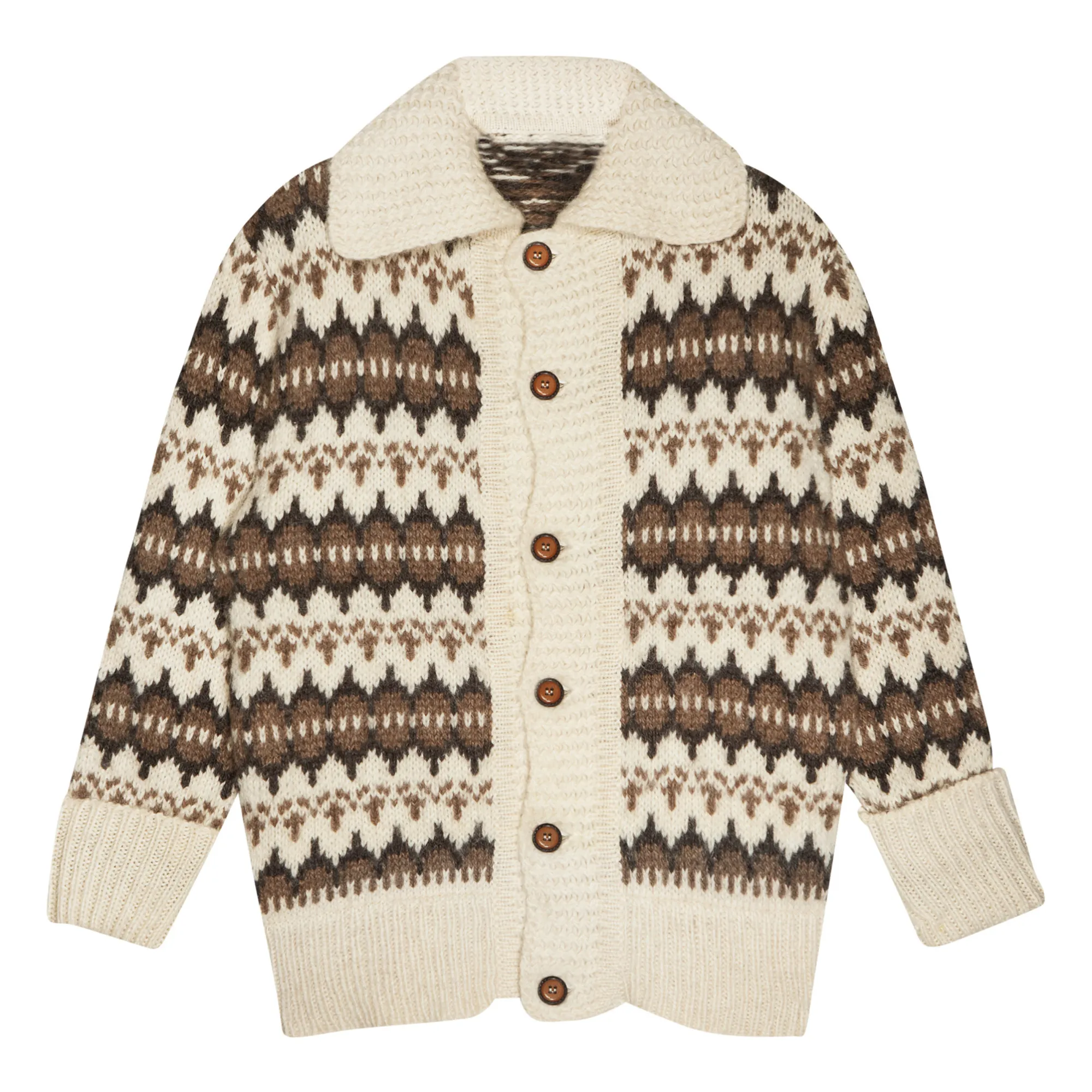 The New Society Beige Theo Recycled Wool Cardigan