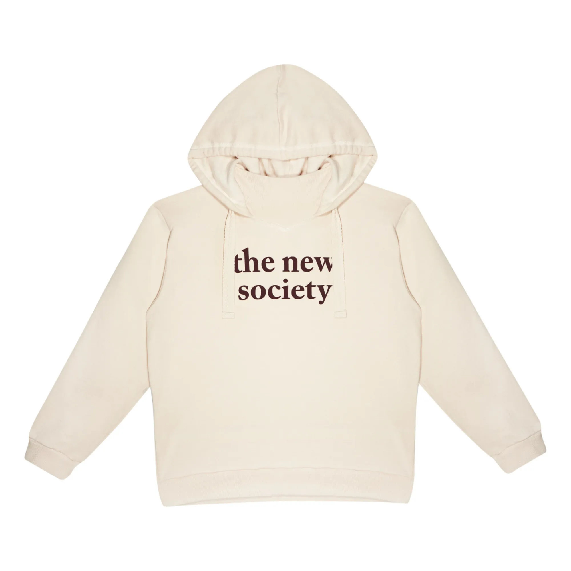 The New Society Ecru Flock Logo Hoodie