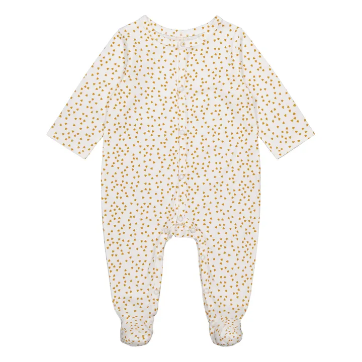 Amalia Jersey Mini Heart Footed Pyjamas | Mustard- Product image n°0