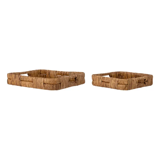 Plateaux Diann en rotin - Set de 2 | Brun