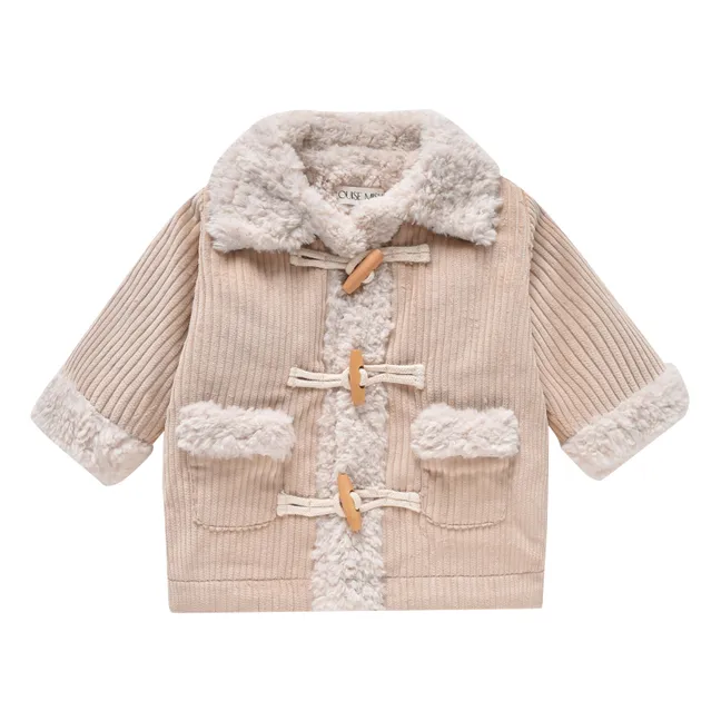 Malawi Corduroy Fur-Lined Coat | Beige