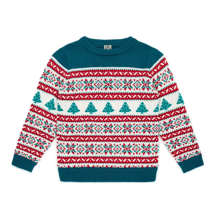 Jacquard Woollen Jumper - Christmas Collection  | Peacock blue- Product image n°0