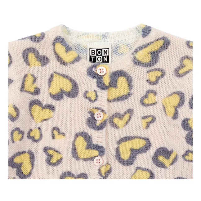 Leopard Heart Baby Cardigan | Pale pink