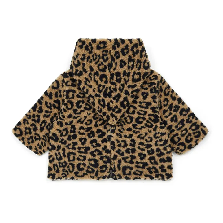 Camion Leopard Print Faux Fur Hooded Jumper | Camel- Product image n°2