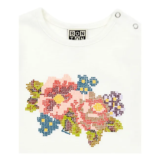 T-shirt in cotone organico per neonati Fleurs | Ecru