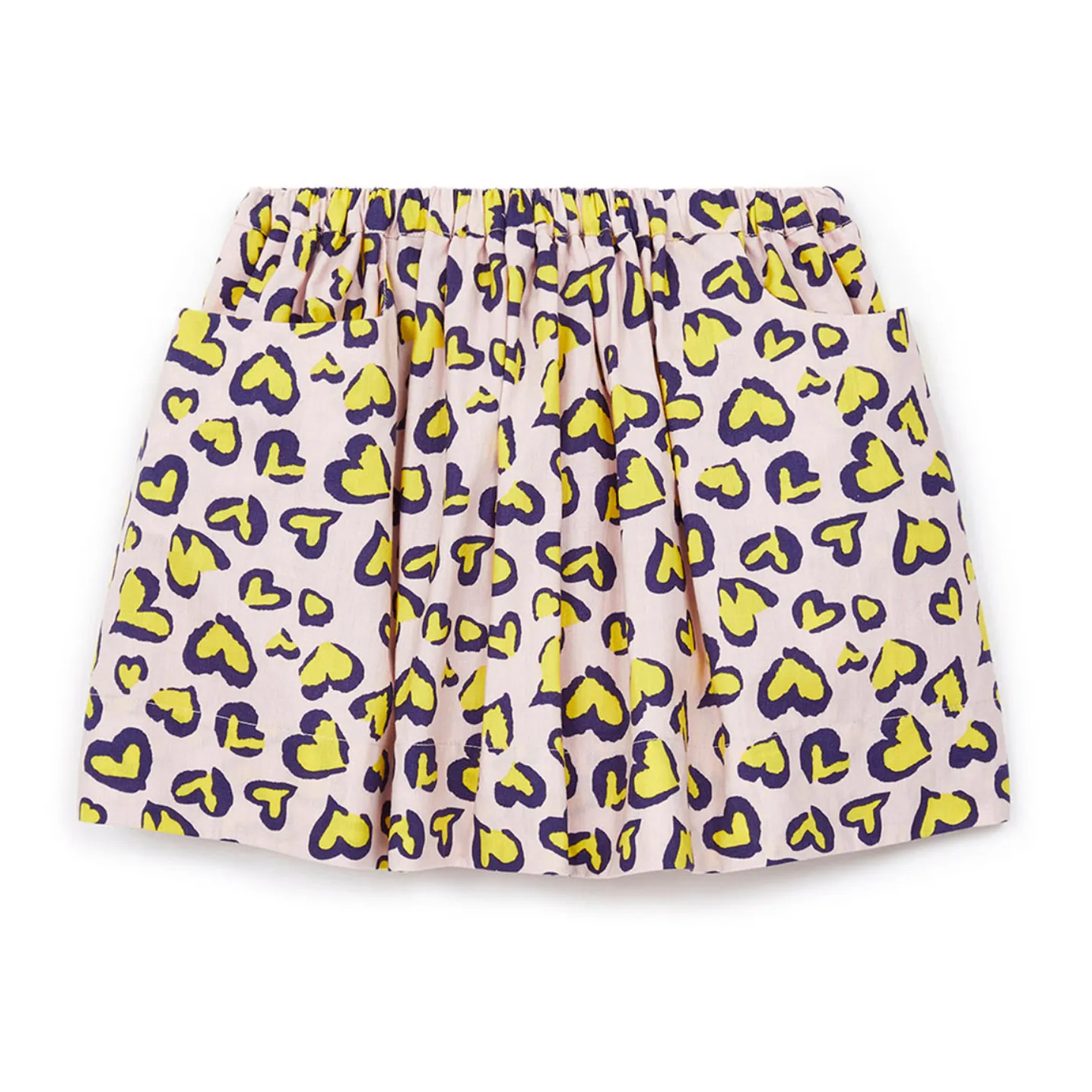 Bonton Pale Pink Dictée Leopard Heart Print Skirt