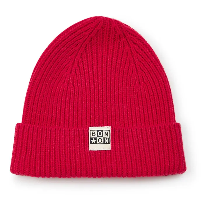 Cappello in lana merino a coste | Rosso- Immagine del prodotto n°0