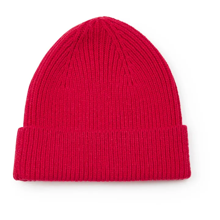 Cappello in lana merino a coste | Rosso- Immagine del prodotto n°1