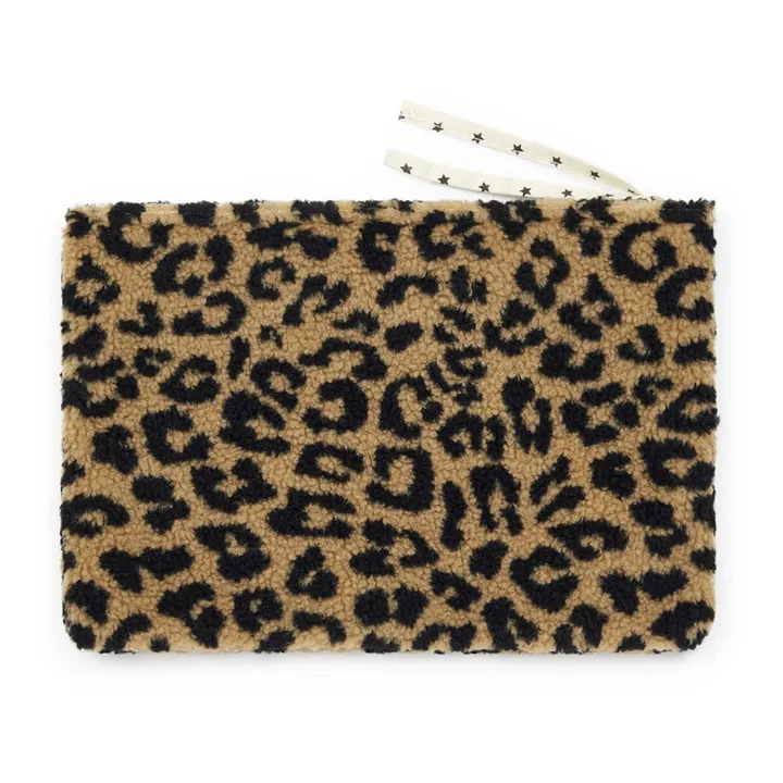 Leopard Print Faux Fur Pouch | Camel- Product image n°0