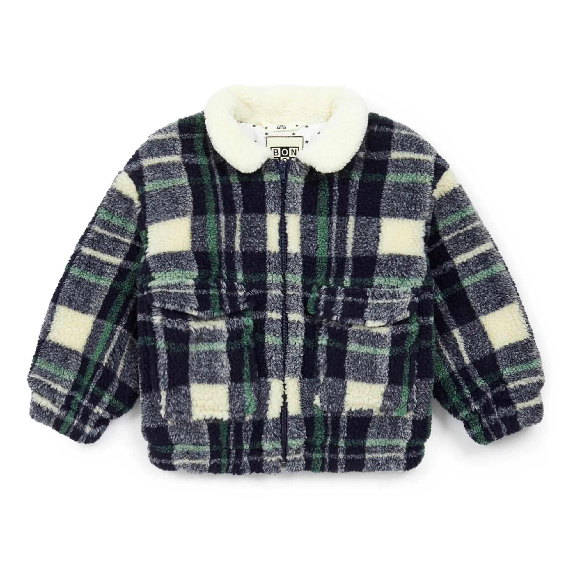 Bonton Navy Blue Fritz Faux Fur Jacket