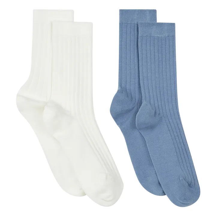 Socken im 2er-Pack aus Bio-Baumwolle Off white & Iceberg- Produktbild Nr. 0