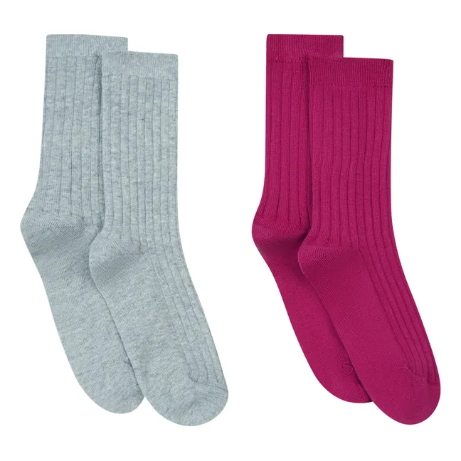 Pack De 2 Chaussettes Coton Bio Heather Grey & Berry