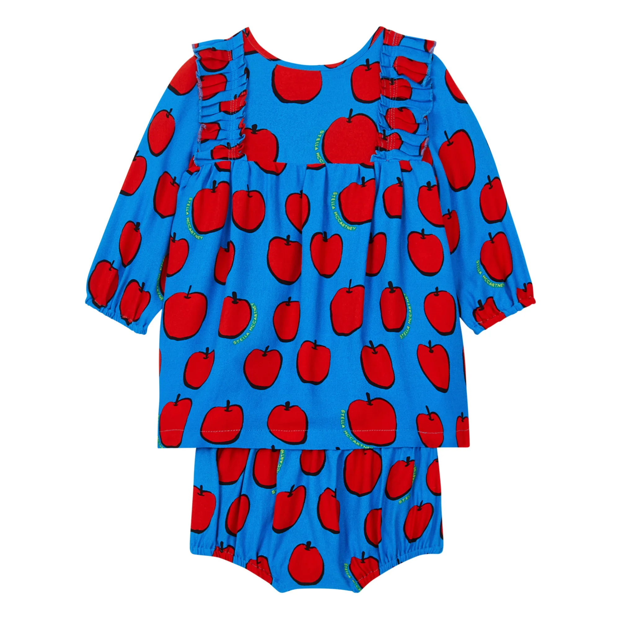 Stella Mccartney Kids Blue Apple Frill Dress