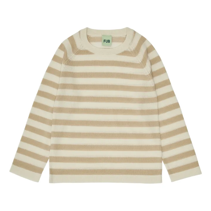 Jersey de lana merina Marinière | Beige- Imagen del producto n°0