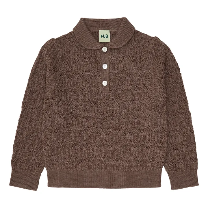 Maglione con colletto Claudine in lana merino | Marrone- Immagine del prodotto n°0