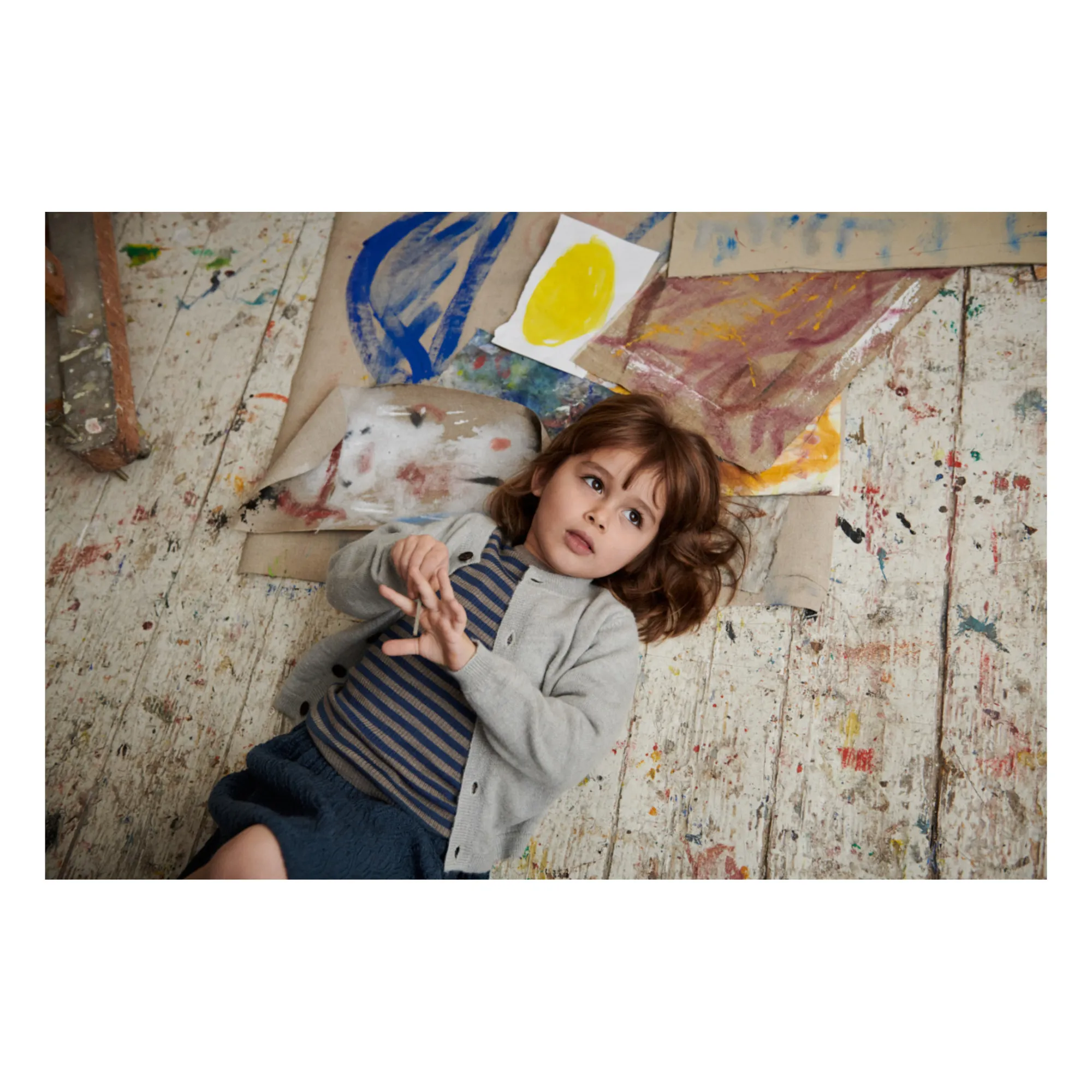 Striped Merino Wool Jumper | Brown- Product image n°1