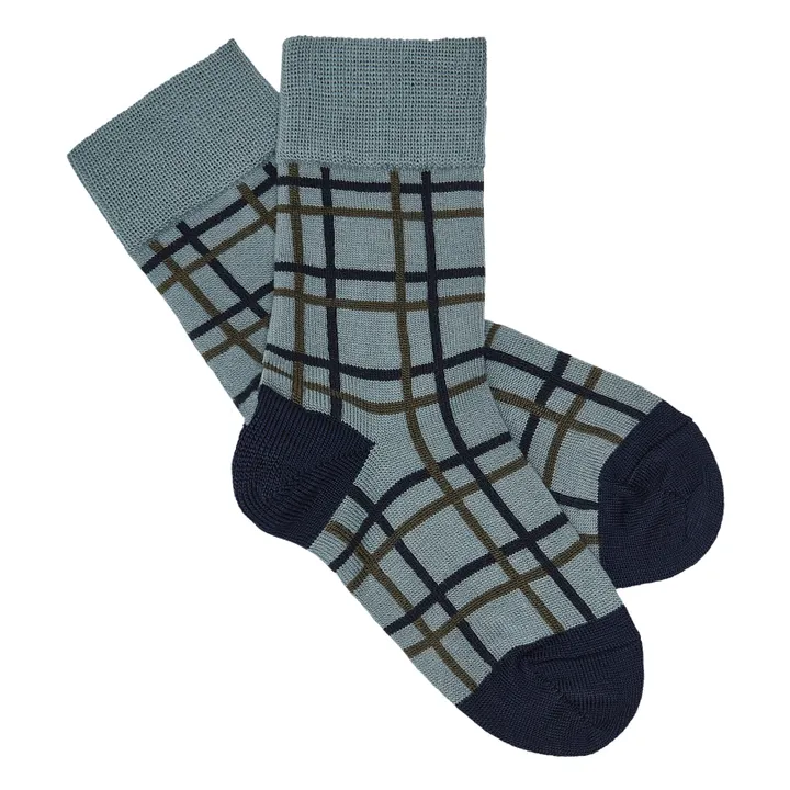 Lote de 2 pares de calcetines de lana de cuadros | Azul- Imagen del producto n°1