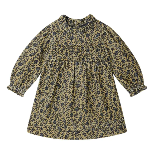 Robe Velours Côtelé Fleurie Bentina | Ocre