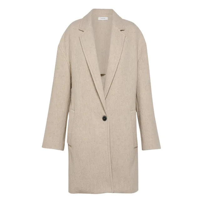 Cappotto Oversize in lana con texture | Ecru