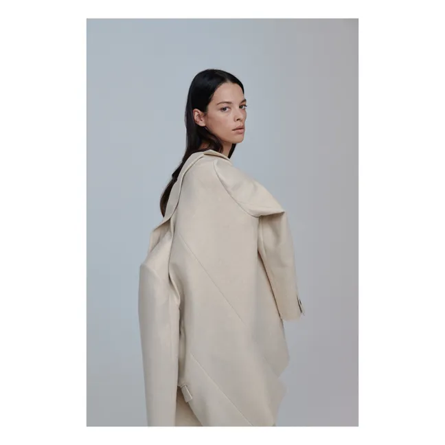 Cappotto Oversize in lana con texture | Ecru