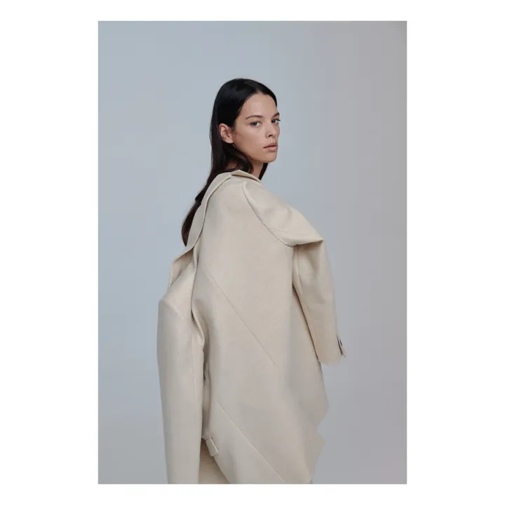 Textured Woollen Oversize Coat | Ecru- Product image n°1