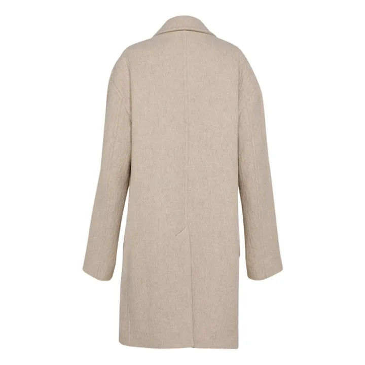 Textured Woollen Oversize Coat | Ecru- Product image n°3