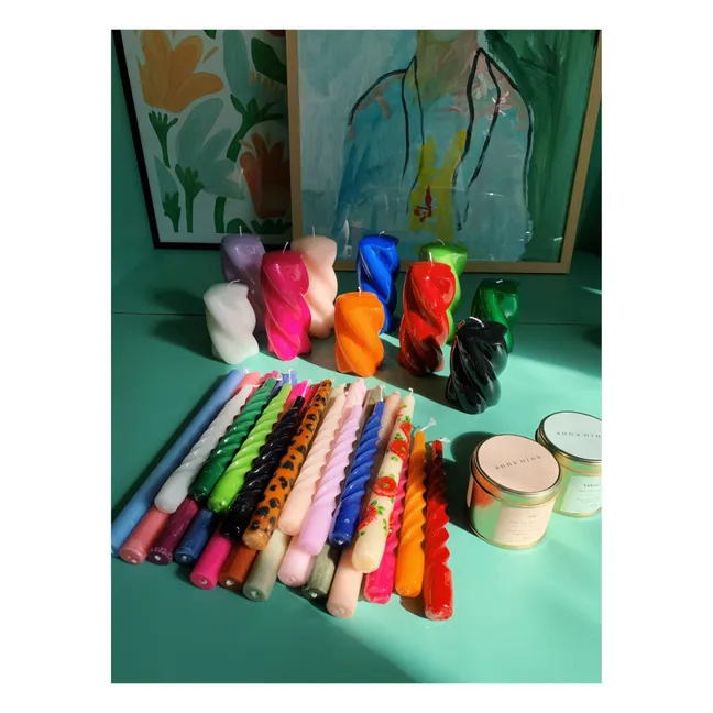 Candela intrecciata, modello: Blunt, dimensioni: 15cm | Fuscia