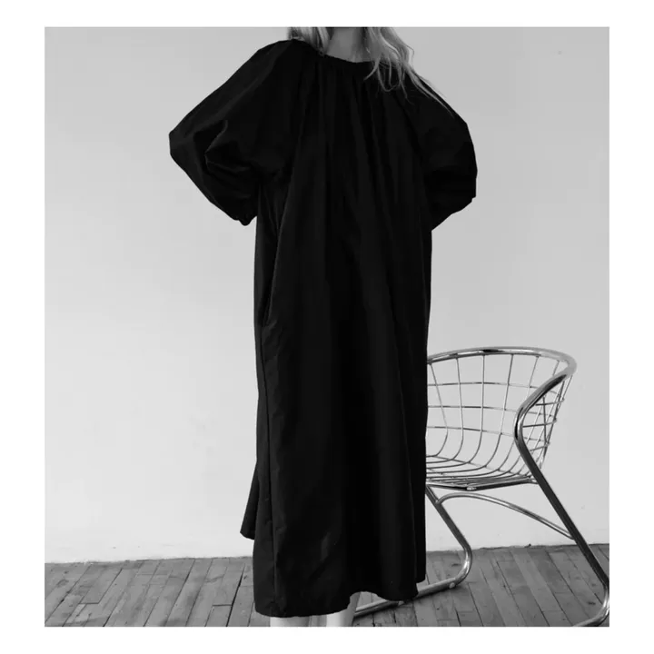El vestido blusón de lino | Negro- Imagen del producto n°0