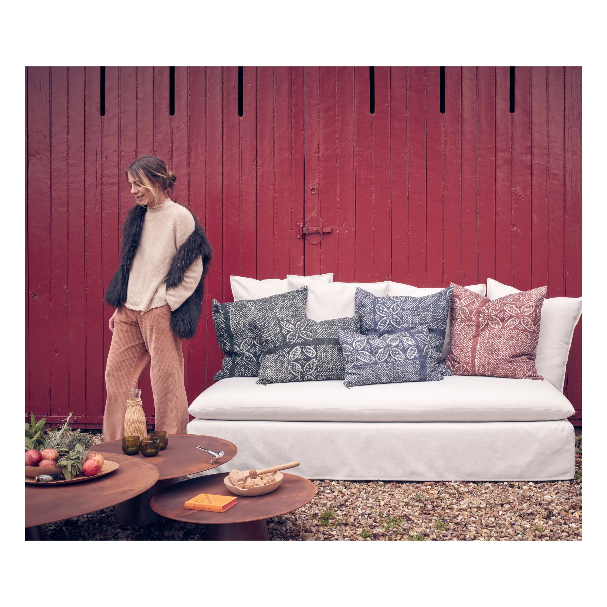 Coussin Vice Versa en lin Wabi-Sabi Bogolan | Charbon- Image produit n°2
