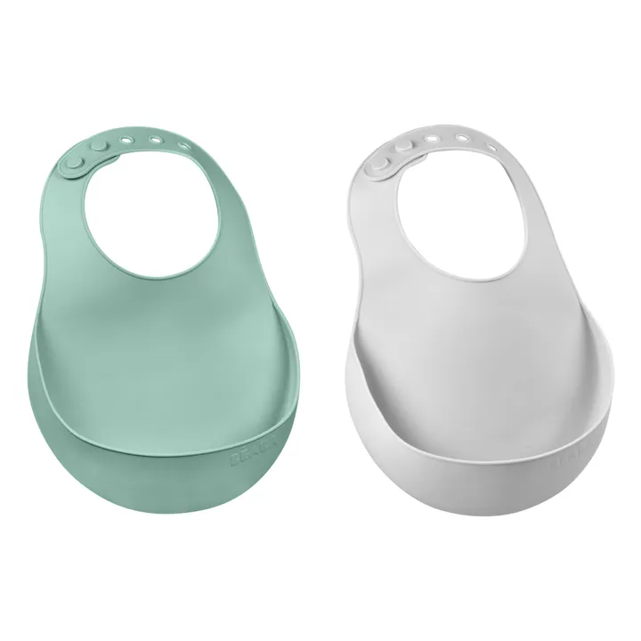 Bavoir silicone - Set de 2 | Sauge- Image produit n°1