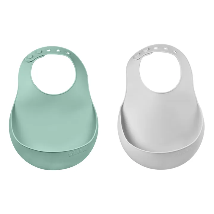 Bavoir silicone - Set de 2 | Sauge- Image produit n°0