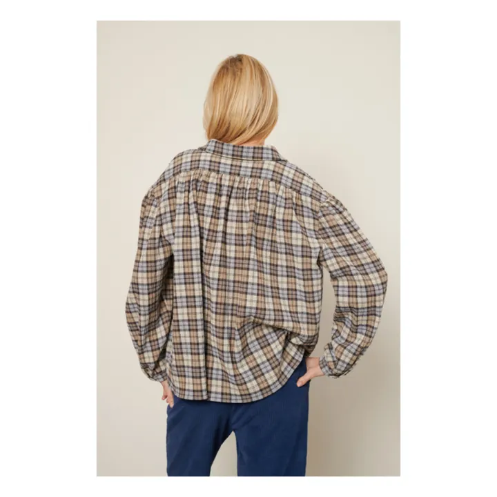 Ary Cotton Cheesecloth Checkered Blouse | Brown- Product image n°4
