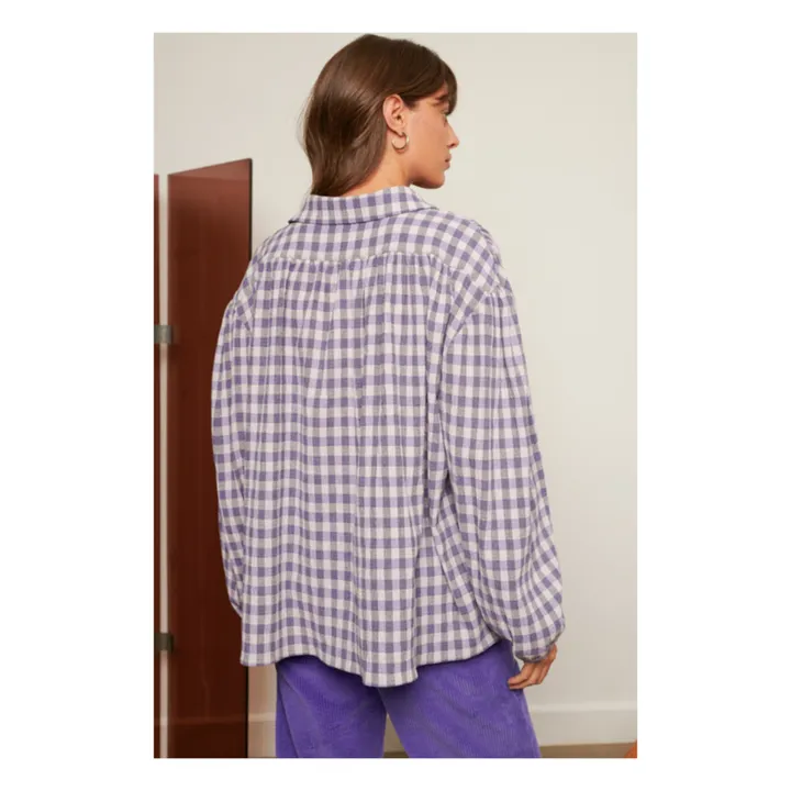 Ary Cotton Cheesecloth Checkered Blouse | Purple- Product image n°2