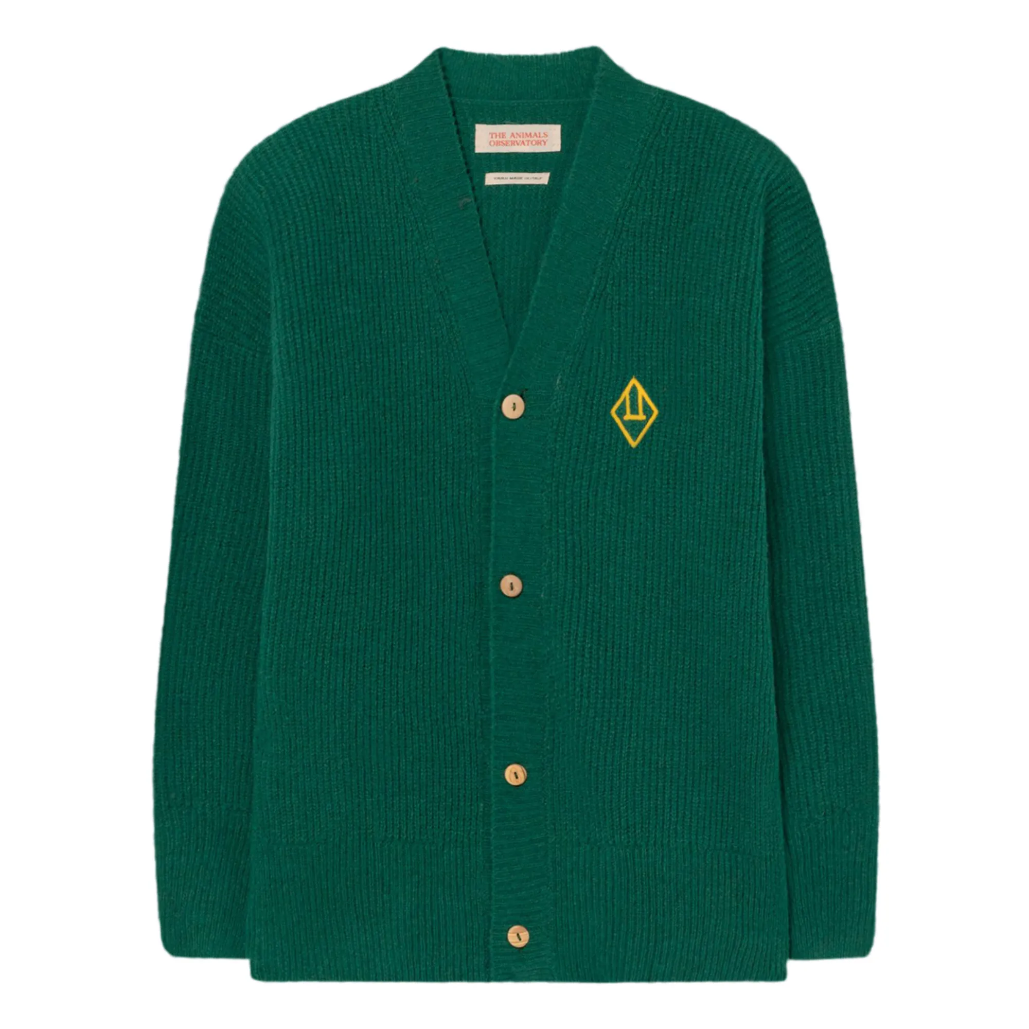 The Animals Observatory Green Racoon Plain Cardigan