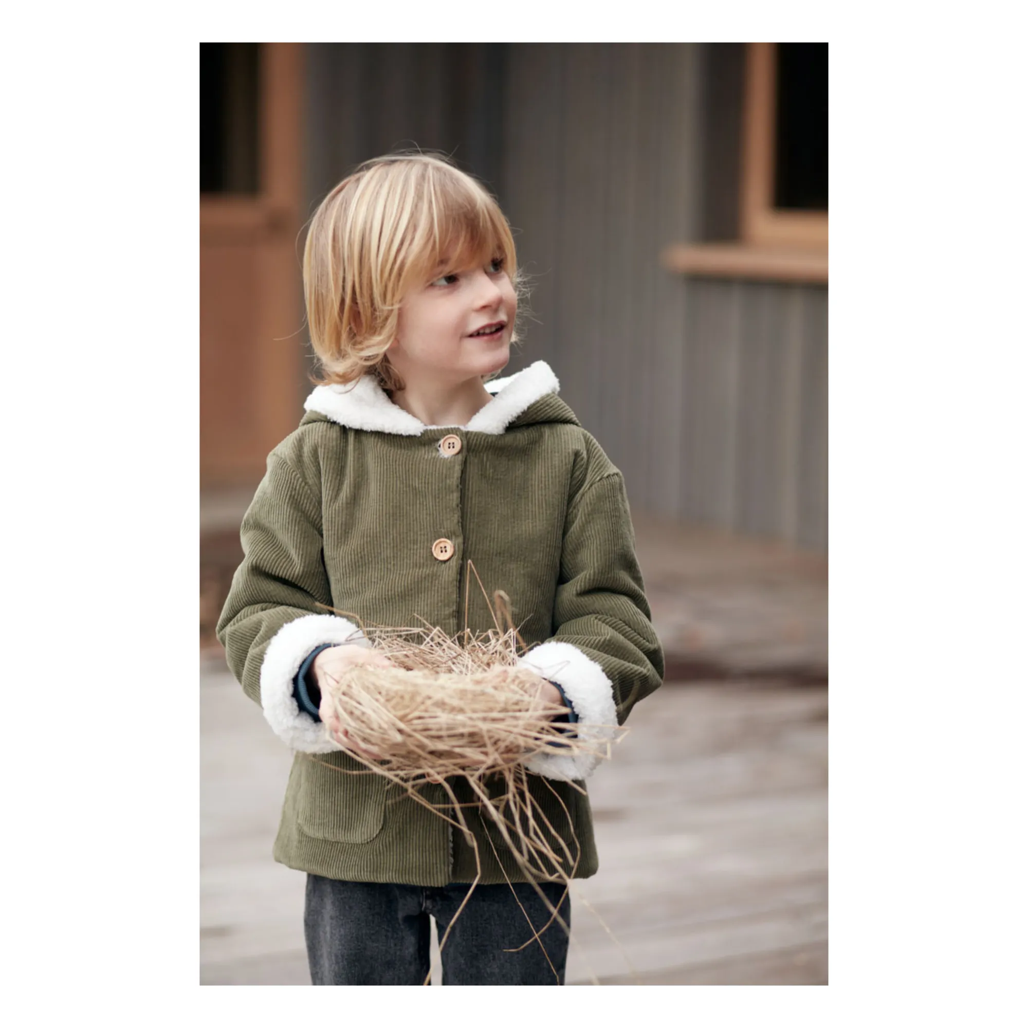 Marlot Paris Green Andrea Fleece-Lined Corduroy Coat