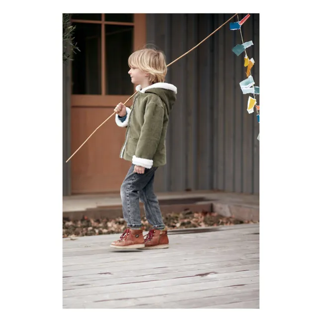 Manteau Velours Côtelé Fourré Andrea | Vert