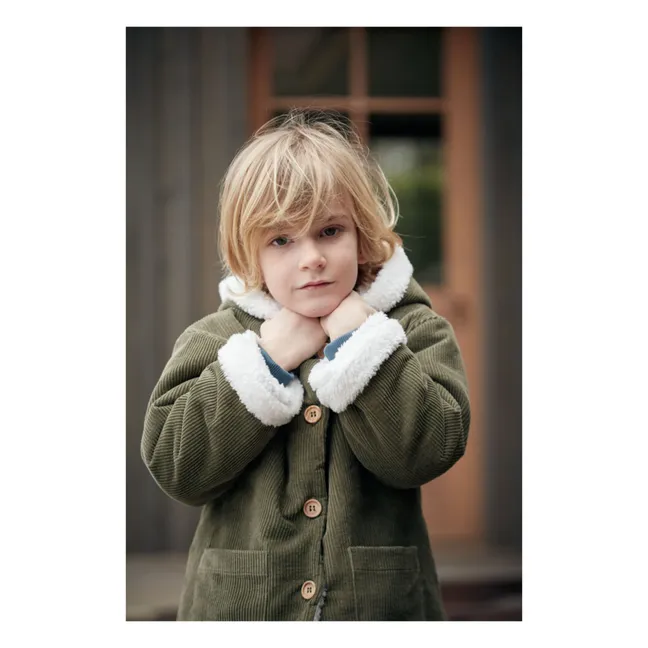 Andrea Fleece-Lined Corduroy Coat | Green