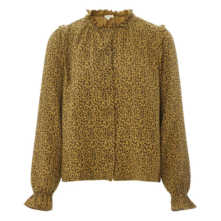 Vestido de gasa de algodón Leopard Armance - Colección Mujer  | Camel- Imagen del producto n°0