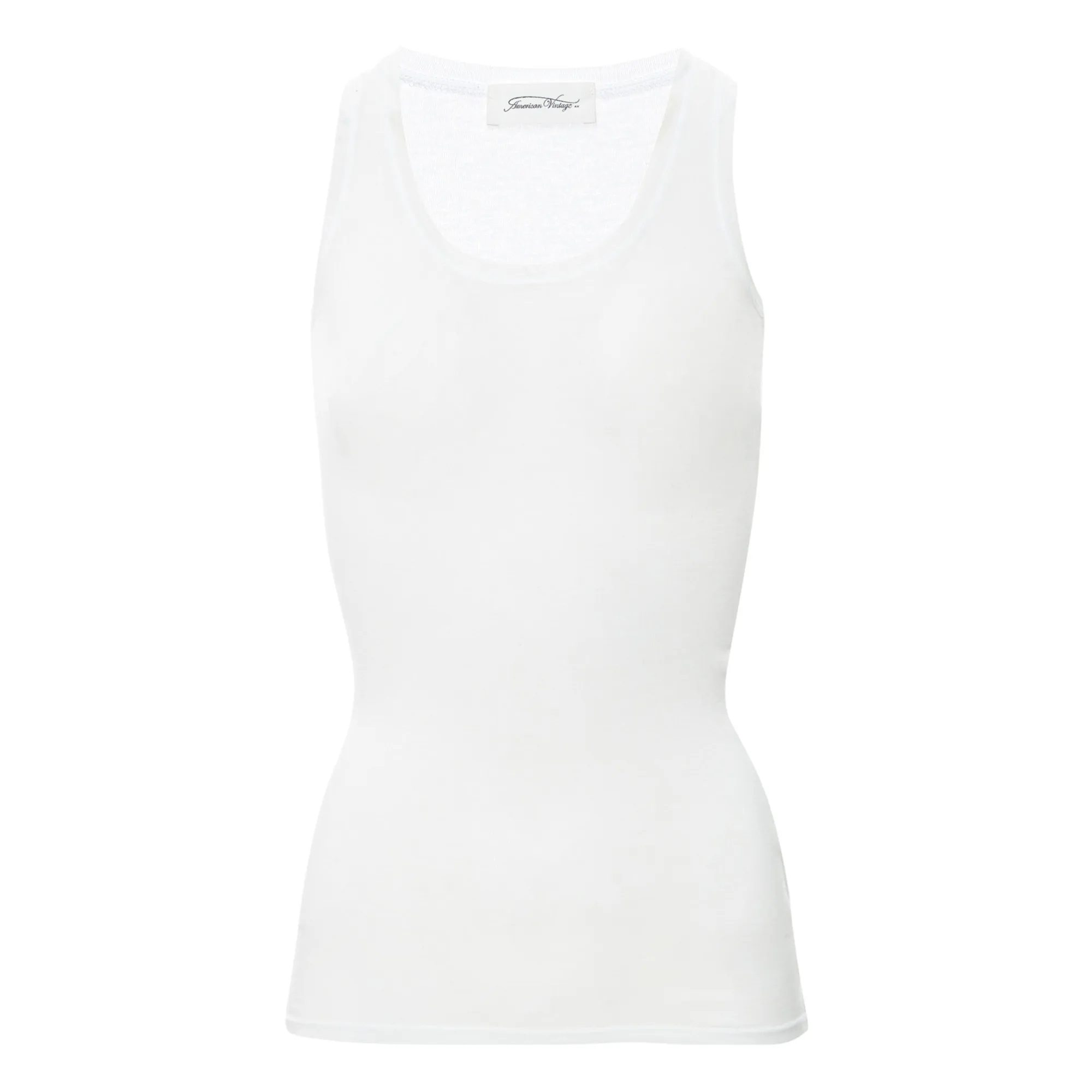 American Vintage White Massachusetts Crew Neck Tank Top