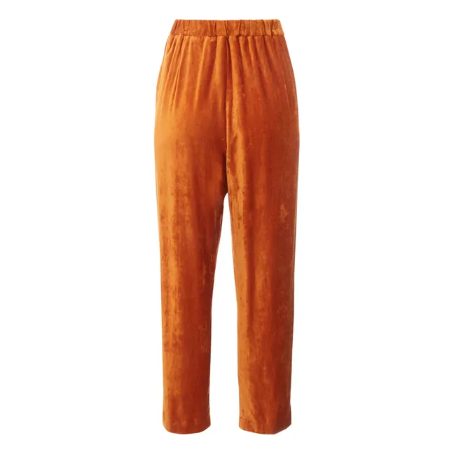 Pantalon Velours Fluide | Orange