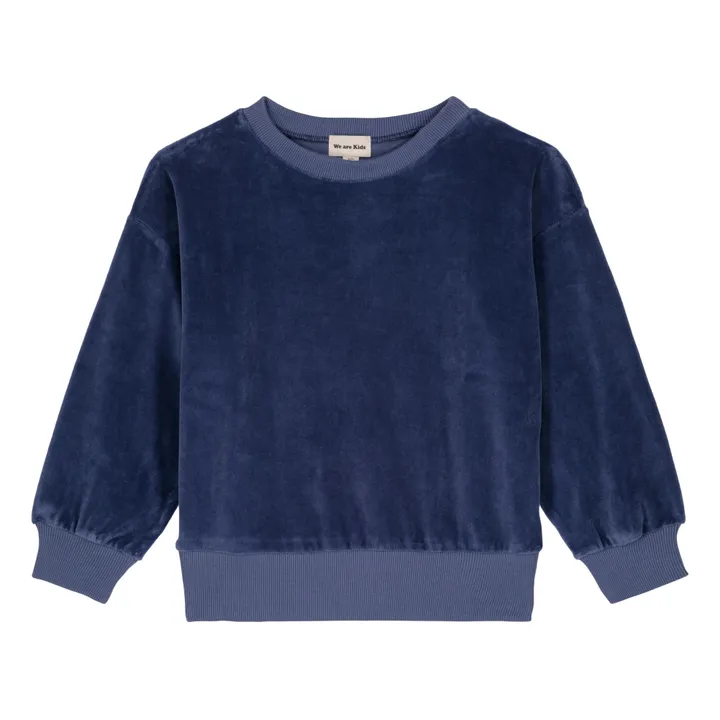 Sweatshirt Velours Bio-Baumwolle Nat | Blau- Produktbild Nr. 0