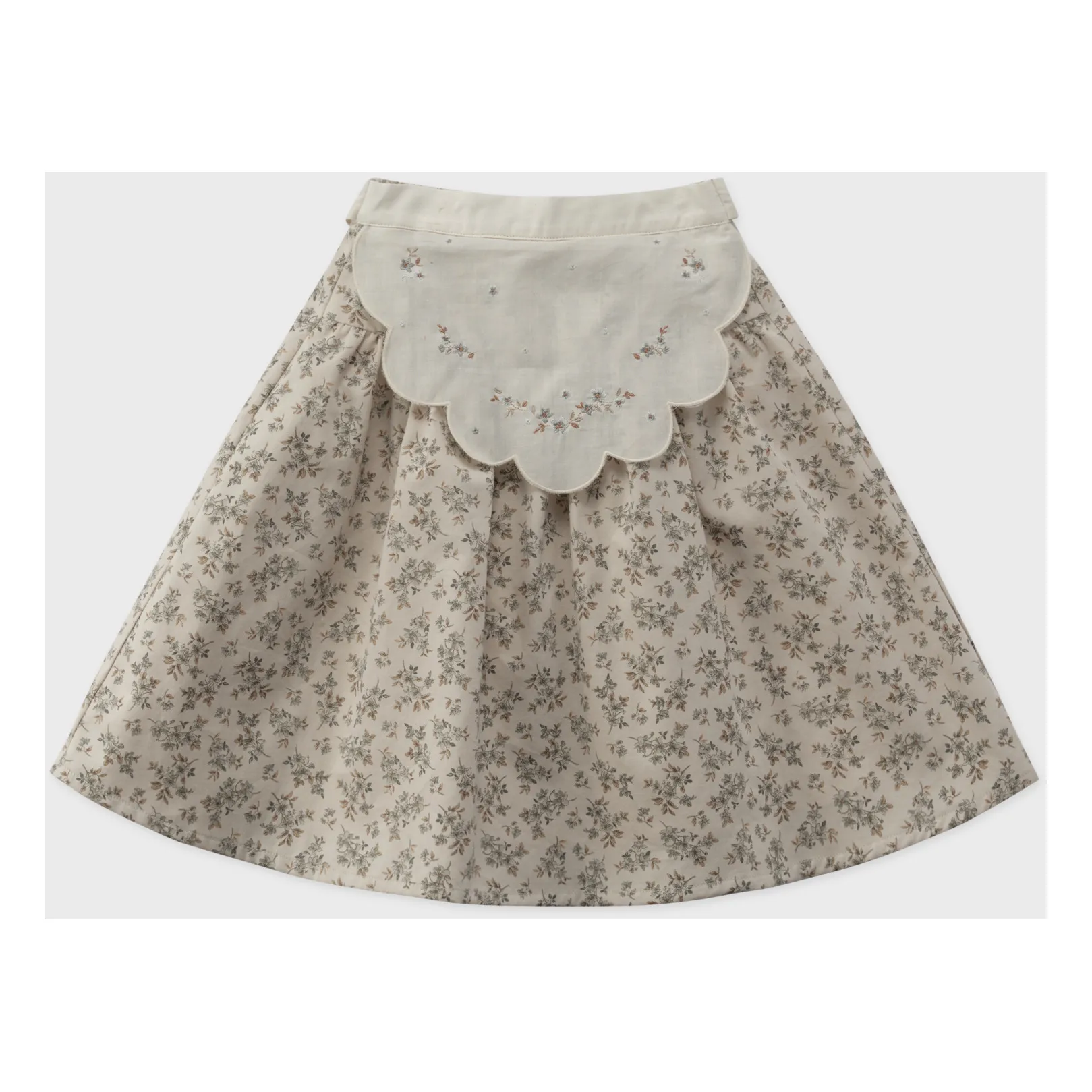 Louisiella Ecru Dello Floral Midi Skirt