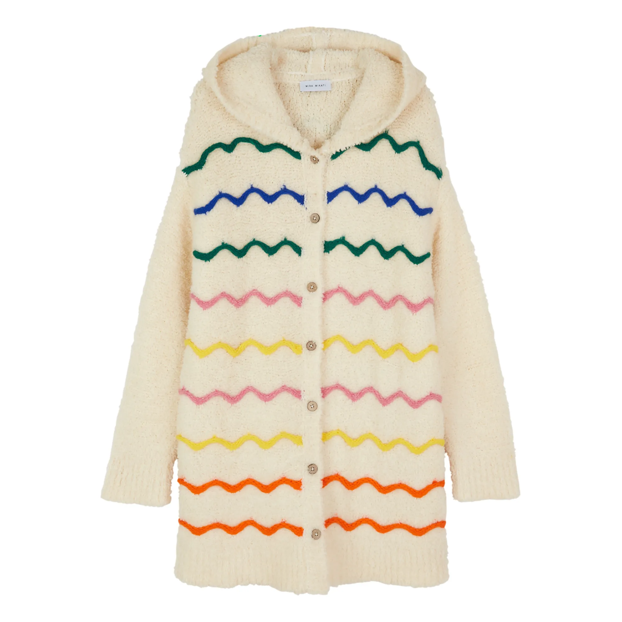 Mira Mikati Ecru Beirut Zig Zag Wool Coat