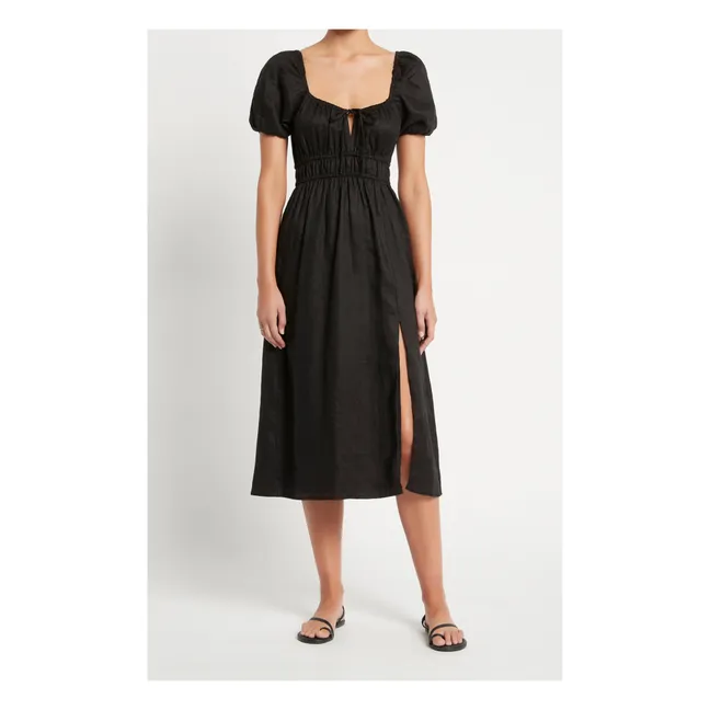 Terina OEKO-TEX® Linen Midi Dress | Black