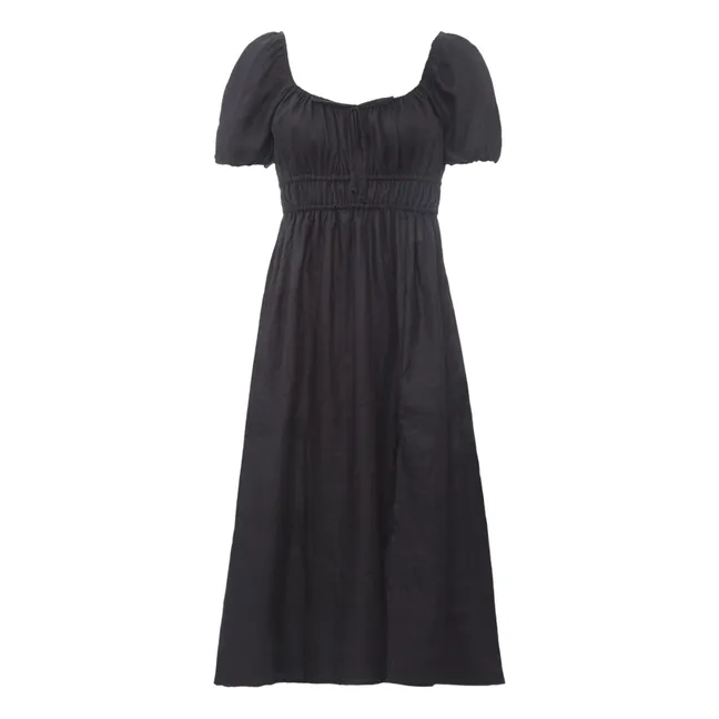Terina OEKO-TEX® Linen Midi Dress | Black
